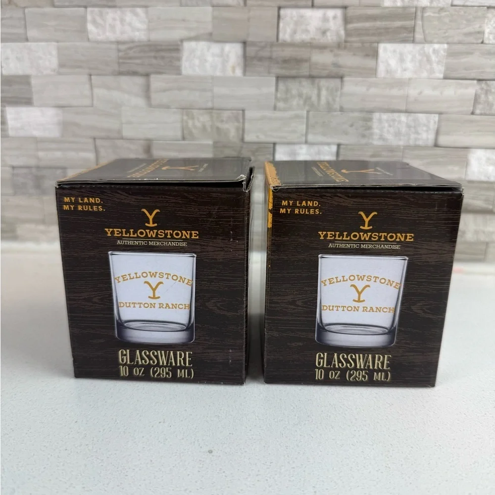 Yellowstone Dutton Ranch Glassware Set‎ of 2 Whiskey Glasses 10 oz